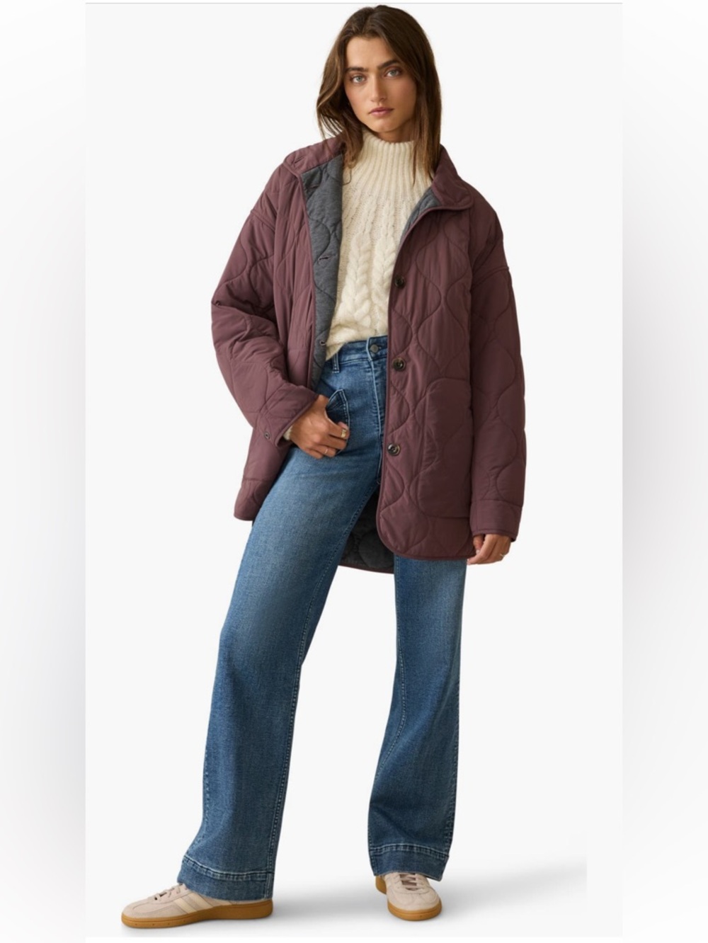 Faherty Quilted Jacket Horizon Plum Onion Quilt Overshirt L/XL NWT